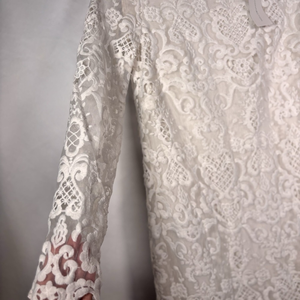 French Connection Dress Womens 6 White Lace Sheer Overlay Bridal Engagement NWT - Picture 3 of 9